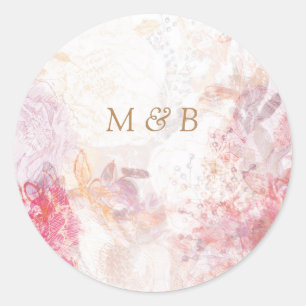 Rond Sticker Mariage de fleurs roses de printemps roman