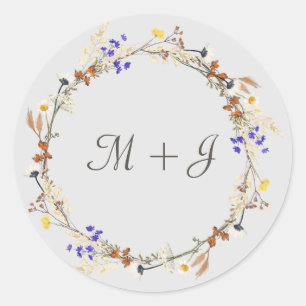 Rond Sticker Mariage de fleurs sauvages