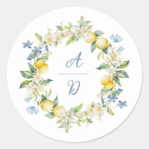 Rond Sticker Mariage de la Dolce Vita Lemon Floral Wrea
