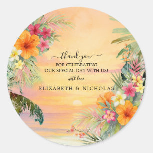 Rond Sticker Mariage de Merci de coucher de soleil trop