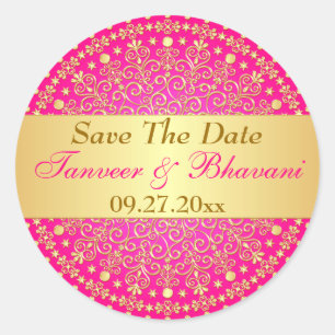 Rond Sticker Mariage de points, Scrolls d'or rose compl
