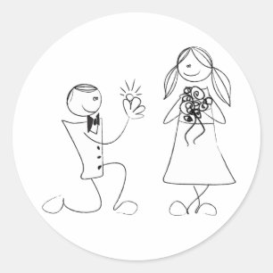 Rond Sticker Mariage de proposition de genou plié