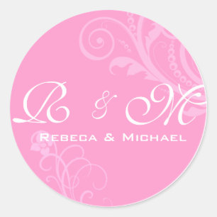 Rond Sticker Mariage Elegant Bride and Groom
