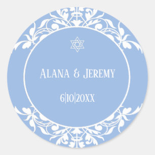 Rond Sticker mariage en étoile juive blanche