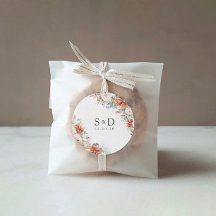 Rond Sticker Mariage en Pinecone rouge hiver