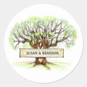 Rond Sticker mariage Enveloppe - Aimer Arbre