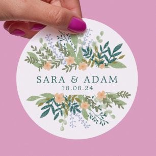 Rond Sticker Mariage floral