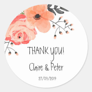 Rond Sticker Mariage Floral Blush Rustique