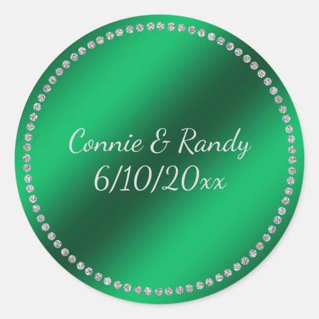 Rond Sticker Mariage Green Faux Foil (Devant)