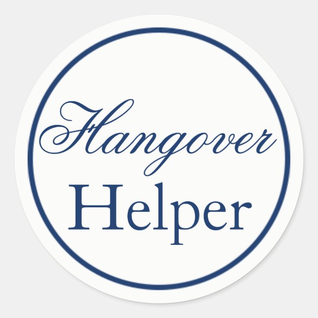 Rond Sticker Mariage "Hangover Helper" - Marine (Devant)