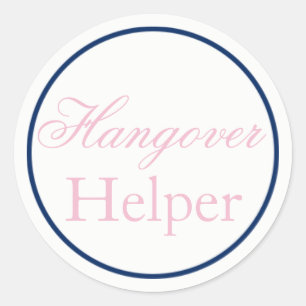 Rond Sticker Mariage "Hangover Helper" rose vierge/mari