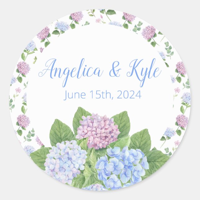 Rond Sticker Mariage Hydrangea (Devant)