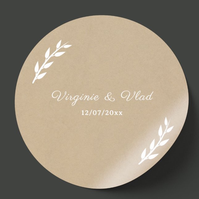 Rond Sticker Mariage Kraft & Rustic (Kraft & Rustic Wedding Sticker)