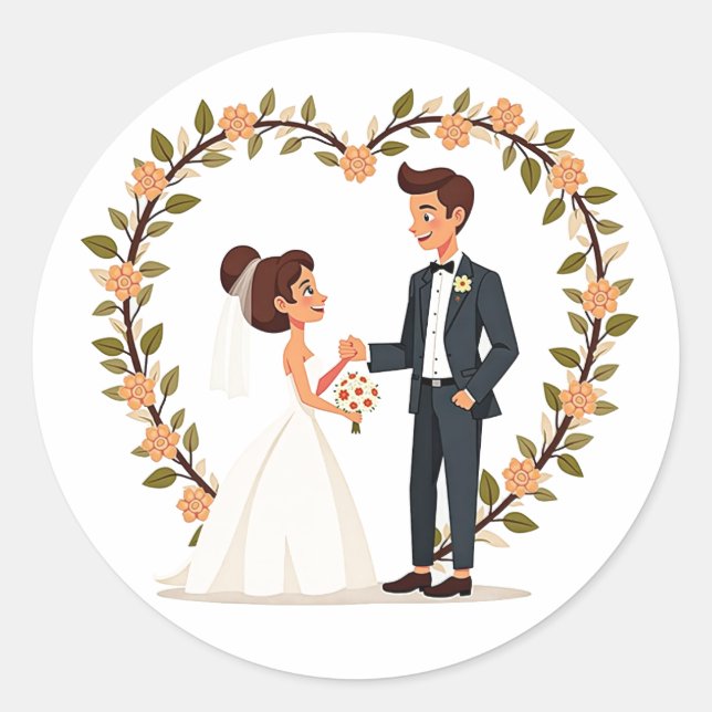 Rond Sticker Mariage Loveheart (Devant)