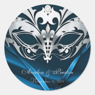 Rond Sticker Mariage Masquerade Argent