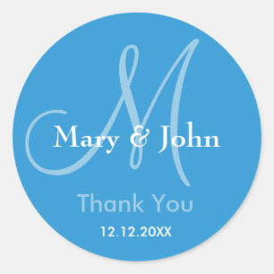 Rond Sticker Mariage Merci bleu