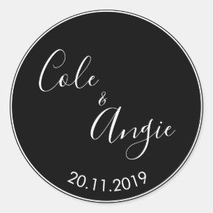 Rond Sticker Mariage minimaliste avec bordure mince