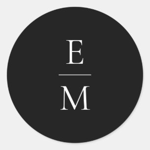 Rond Sticker Mariage minimaliste Monogramme
