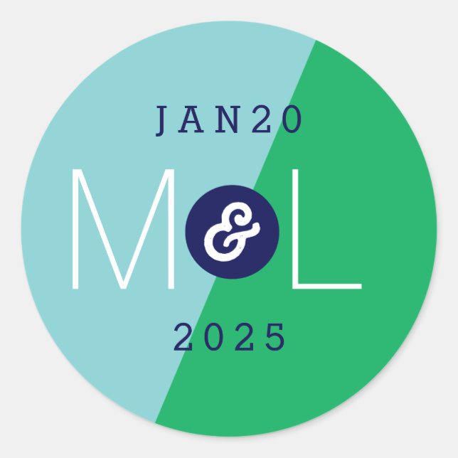 Rond Sticker Mariage moderne Duo dynamique (Devant)