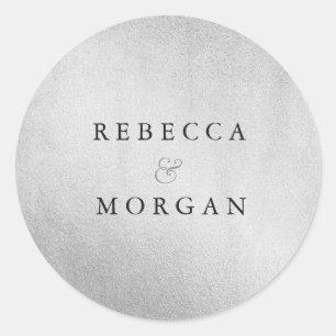 Rond Sticker Mariage moderne Silver Nom de couple