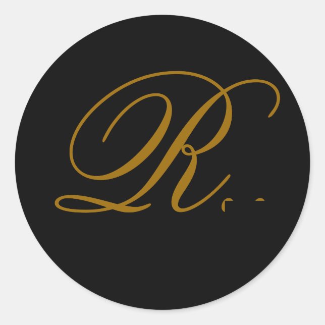 Rond Sticker mariage Monogram R Gold & Black Seal (Devant)