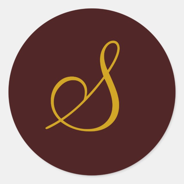 Rond Sticker mariage Monogram S Gold Seal (Devant)