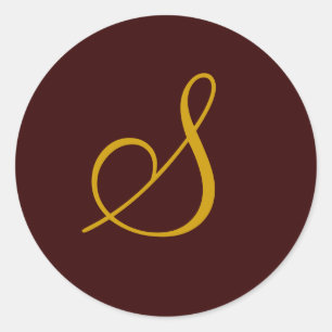 Rond Sticker mariage Monogram S Gold Seal
