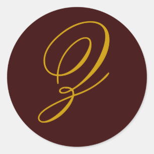 Rond Sticker mariage Monogram Z Gold Seal