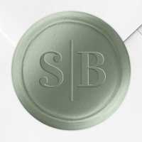 Sticker Mariage Monogramme à cire verte à feuille