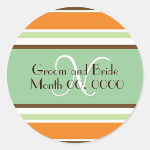 Rond Sticker Mariage Monogramme de mariée moderne