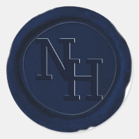 Sticker Mariage Monogramme en cire bleu foncé de l