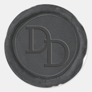 Rond Sticker Mariage Monogramme en cire gris ardoise fo