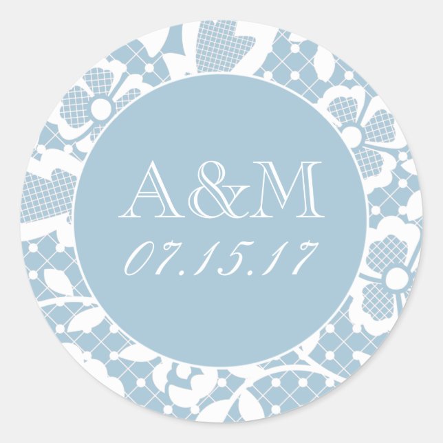 Rond Sticker Mariage monogramme en dentelle classique (Devant)