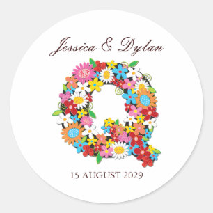 Rond Sticker Mariage Monogramme Q