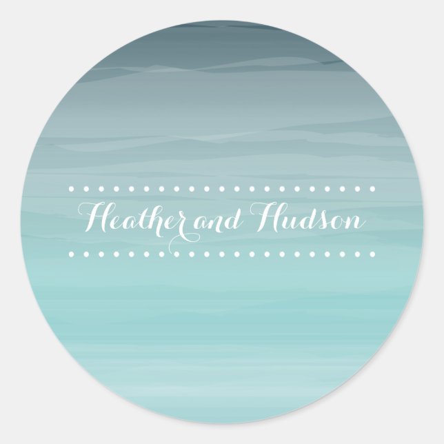 Rond Sticker Mariage Ombré turquoise (Devant)