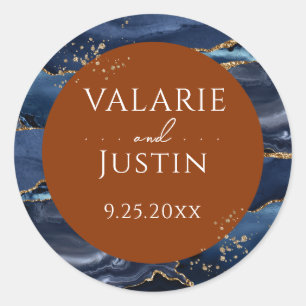 Rond Sticker Mariage orange brûlé