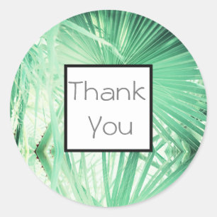Rond Sticker Mariage Pale Green Palm Merci
