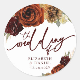Rond Sticker Mariage Pampas Fleurs Rustiques