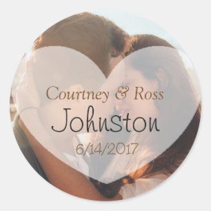 Rond Sticker Mariage personnalisé avec photo de couple