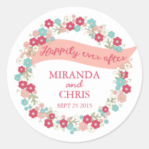 Rond Sticker Mariage personnalisé Garden Love Wreath