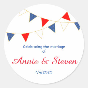 Rond Sticker Mariage Red White & Blue America