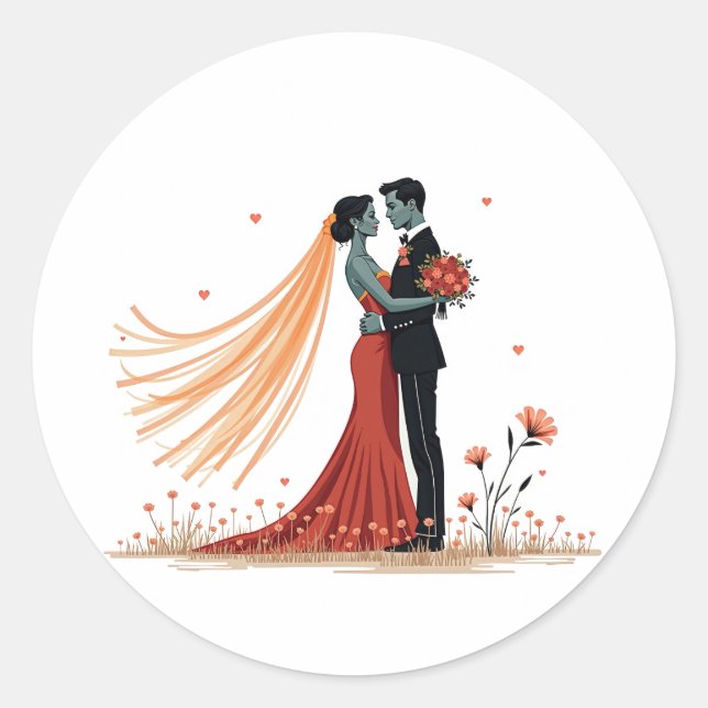 Rond Sticker Mariage Romance Couple (Devant)