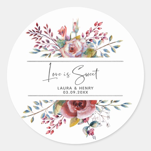 Rond Sticker Mariage rose flou (Devant)