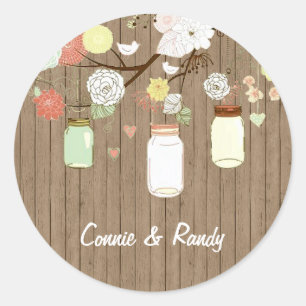Rond Sticker Mariage rustique Mason Jar
