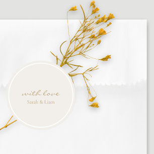 Rond Sticker Mariage simple et blanc avec amour