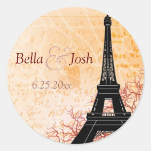 Rond Sticker Mariage Tour Eiffel