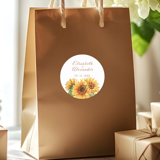 Rond Sticker Mariage tournesol (Créateur téléchargé)