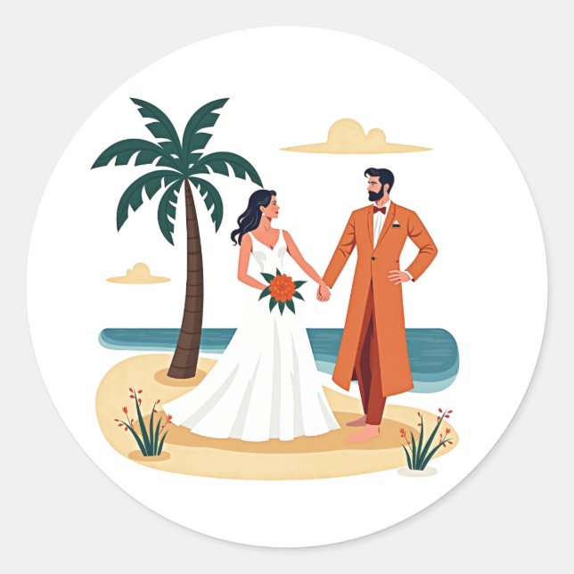 Rond Sticker Mariage tropical (Devant)