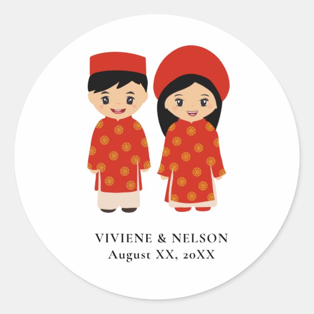 Rond Sticker Mariage vietnamien (Devant)