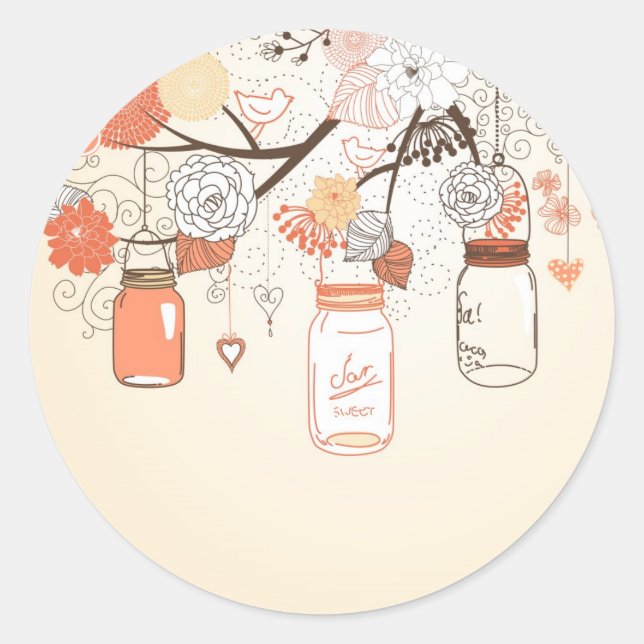 Rond Sticker Mason Jar Pays Orange (Devant)